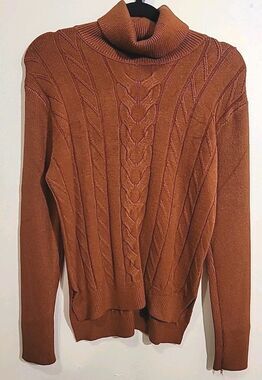Daimidy Rust Color Long Sleeve Thick Sweater, Cowl Neck, Size Medium, NWT